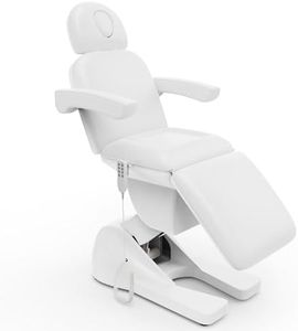 pouseayar 3 Motor Electric Chair/Bed, Aluminum Hydraulic System for Medical Treatment Exam, Facial, Spa, Eyelash, Tattoo, Podiatry Treatment Beauty Massage, Hand Remote Controlled Adjustable - White