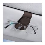 Sunglasses Holders for Car Sun Visor, Leather Eyeglasses Hanger Mounter, Magnetic Glasses Holder and Ticket Card Clip, Auto Interior Accessories Universal for SUV Pickup Truck (Brown)