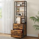VASAGLE 3-Drawer Filing Cabinet, File Cabinet for Home Office, with Height-Adjustable Open Shelves, for A4, Letter-Size Hanging File Folders, Steel Frame, Rustic Brown OFC078B01