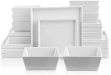 Stone Lain Grace Square Stoneware Dinnerware Set, 24 Piece Service for 8, White