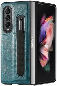 LEMORRY Fold Case for Samsung Galaxy Z Fold4 Case, Galaxy Z Fold 4 Leather Case [Pen Holder] Standing Slim Fit Soft Silicone Shell Cover for Samsung Z Fold4, S3