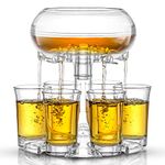 JoyJolt 6 Shot Glass Dispenser and Glass Shot Glasses Set. 32oz Liquor Dispenser for Home Bar Accessories, Party Supplies, Halloween Shots Drink Dispenser for Parties, Fancy Alcohol Dispenser.