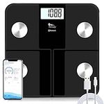 Body Fat Scale USB Rechargeable,Himaly Digital Smart Bathroom Scale for Body Weight,Smart Weighing Scale for BMI, Body Water, Bone Mass,Bluetooth Electronic Scale,180KG,USB Included