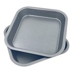 Samuel Groves 8" (20cm) Non Stick Twin Pack Square Sandwich Birthday Brownie Cake Tin Pan Made in England (8" Twin Pack)