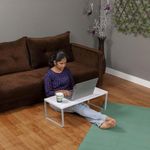 INVISIBLE BED Sturdy Portable Lapdesk,Laptop Table, Bed Table, Study Table, Heavy Duty Laptop Desk for Sofa/Couch/Floor (76.5 X 33.5 X 25.3 Cm; Glossy White Finish; Made in India, Engineered Wood)