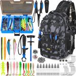 PLUSINNO Fishing Backpack with Tackle Boxes, Waterproof Sling Tackle Bag For Fishing Gear With Rod Holder, Gifts for Men With Fishlures, pliers, Fish Lip Gripper.
