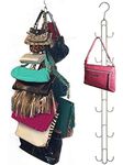 INDIAN DECOR 3160 Over Door Hanging Purse Storage Organizer - Purse Hanger for Closet ; Purses, Handbags, Crossovers, Backpacks, Door Hooks, Handbag Storage, Accessories Organizer 12 Hooks