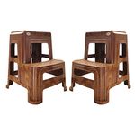 OAKNEST Supreme 2-Step HeavyDuty Plastic Multi Purpose Stool for Home,Office and Kitchen Use (Color: Teak | Count: 2 Pc)