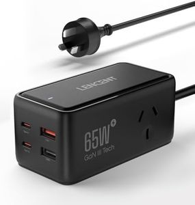 LENCENT USB C Fast Charger, 65W Portable Charging Station Hub Block, 6 Port GaN Charger Power Adapter Plug Cube Brick for Laptop MacBook iPad iPhone Samsung Galaxy etc, Black