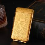 CLA6 Metal Cigarette Case | Smart Internal Divider | Retro and Stylish | Pocket size | eBook Included | Unisex | (20 Cigarettes, 100mm Slim Size, Peaky Blinders (Gold))