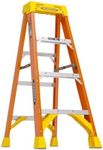 Werner 6204 stepladders, 4' Length, 19.92" Base Width, 7" Height, Orange, 4 Ft