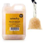 wisedry [ 5 LBS ] Silica Gel Beads Reusable Color Indicating Rechargeable Desiccant Bulk with 10 Pcs Organza Drawstring Bags