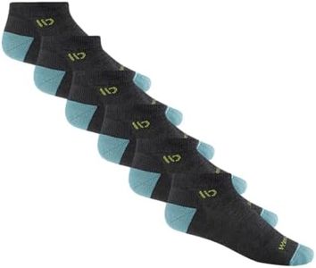 Wide Open Women's Solid Cushioned Ankle Socks Bundle Pack - Stretch Fit Merino Wool Non-Binding Everyday Socks for Wide Feet - 6 Pairs, Charcoal, M