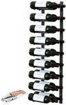 The Rack Co. Wall Series - Wall Mounted Wine Rack, Wine Bottle Storage, Satin Black Finish, Metal (1, 18 Bottles)
