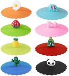 8 Pcs Silicone Cup Covers, 10cm/3.9inch Reusable Anti-dust Cup Covers, Food-grade Silicone Drink Glass Cup Lids, Cute Animal Shape Leak-Proof Cup Lid for Coffee,Mug, Drinking Glasses