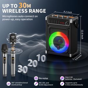 JYX Karaoke Machine with 2 Wireless Microphones – Black