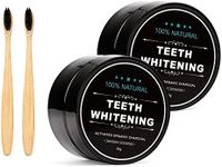 2-Pack Activated Charcoal Teeth Whitening Powder Natural Coconut Teeth Whitener with Bamboo Brush