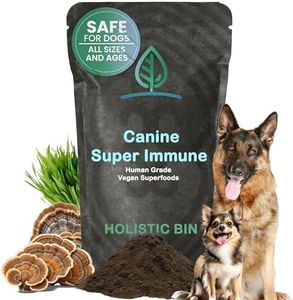 Holistic Bin Canine Super Immune Blend | Nutrient-Rich Dog Food Toppers, Plant-Based Supplements for Pets | Greens, Mushrooms and Probiotic Wellness Blend | Ideal for Aging Dogs | Immune Powder (100g)