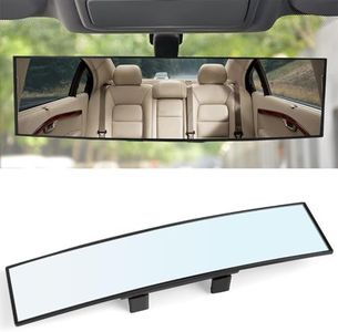 Velmoriah 12 Inch Panoramic Rear View Mirror – Convex Clip-On Wide Angle HD Mirror for Cars, SUVs & Trucks, Reduce Blind Spots, Universal Interior Fit, Anti-Glare, Clear Vision for Safer Driving