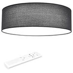 Navaris 22W LED Ceiling Light - 40cm Diameter Remote Controlled Round Flush Mount Ceiling Lamp with Dimmer, Temperature Change - Dark Grey