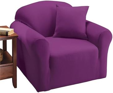 Collections Etc Jersey Stretch Slipcover Furniture Protector Purple Chair