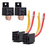 Ehdis 2 Pack Car Relay 12V 80 APM 4 Pin, Changeover Relay With Socket Holder for Truck, Motor, Heavy Duty On/Off Normally Open SPST Relay Socket Plug 4 Wire