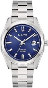 Bulova Surveyor automatic men's watch, blue background, 96B436, steel case and bracelet