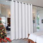 RYB HOME Room Divider for Space, Furniture Protect Ceiling to Floor Blackout Curtain Partition for Patio Sliding Glass Door/Living Room/Locker Room, Width 100 in x Length 84 in, Greyish White