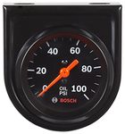 Bosch SP0F000052 Style Line 2" Mechanical Oil Pressure Gauge (Black Dial Face, Black Bezel)