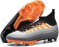 KIUSMETY Soccer Cleats for Mens Womens Lace-Up Outdoor Professional Training Turf Football Boots High Ankle Baseball Shoes Gold Size 11