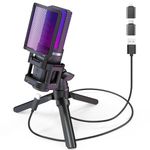 ZealSound Gaming USB Microphone for PC,RGB Condenser Computer Mic with Tripod Stand,Quick Mute,Gain Control for Gaming,Streaming,Podcasting,Recording,ASMR,Cardioid Mic Kit for Laptop/PS4/PS5/Phone