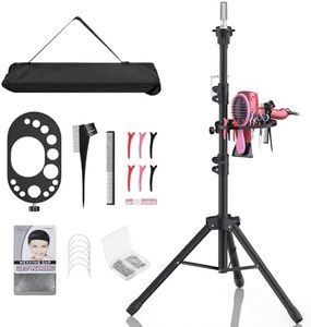 Relx Wig Stand Upgraded - Adjustable Wig Head Stand with Tool Tray- Double Locking Mannequin Head Stand for Hairdressing Training(Mannequin Head Not Included)