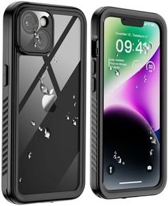 SUPFINE for iPhone 14 Waterproof Case,[Built-in Screen Protector][IP68 Underwater][15FT Military Dropproof] Full Body Rugged Heavy Duty Shockproof Waterproof Phone Case-Black/Clear