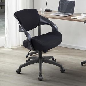 BOJUZIJA Ergonomic Office Computer Desk Chair,Lumbar Support 360°Swivel Task Chair-Black