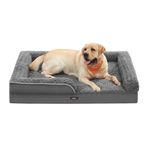 Feandrea Orthopedic Dog Bed for Large Dogs, Memory Foam Dog Bed Sofa Pet Couch with Sides, Removable Washable Cover and Waterproof Liner, 122 x 89 x 18 cm, Slate Grey PGW254G02