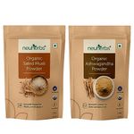 Neuherbs Organic Safed Musli + Ashwagandha Powder (200g) | Herbal Combo For Strength & Stamina Booster, Support for Stress, Mental Calmness & Anxiety Issues