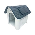 HugglePets Grey Plastic Dog Kennel 87cm | Easy Clean Weatherproof Pet House In & Outdoor Animal Shelter