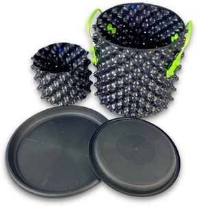 Porcupots Air Pruning Pots for Plants (2-Pack with Green Handles) – Complete Grow Kit (1 & 5 Gallon Pots) - Promote Healthy Plant Roots Complete Air Pruning, Re-Planting & Plant Rooting System