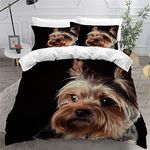 AOLIGL Dog Duvet Cover Set Double Boys Girls Bed 3D Printed Yorkshire Terrier Bedding Set Yorkshire Terrier 3Pcs Quilt Cover Puppy Soft Microfiber Pet Animals Comforter Cover With Zipper