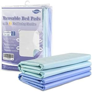 MILDPLUS Washable Bed Pads with 6 Sturdy Handles 34”×36” Extra Large Reusable Underpads 4-Layers Leakproof Chucks Pads Washable for Incontinence (2 Pack)