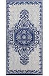 BalajeesUSA Recycled Outdoor Plastic Patio Rugs Clearance Waterproof RV Camper Rug Large Reversible mats 2 pk 3'x6' inkBlue 20263