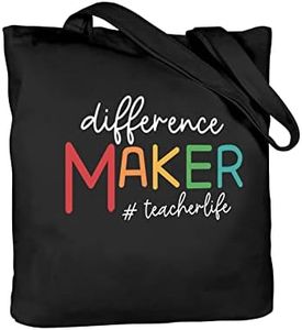 CARAKNOTS Teacher Appreciation Gifts for Women Black Teacher Bag Teacher Gifts from Students Canvas Tote Bag for Teachers Christmas End of Year Graduation Gifts for Teachers Totes and Bags