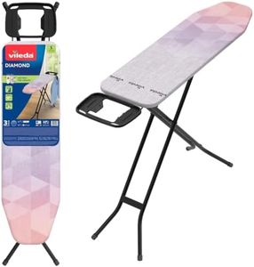Vileda Diamond S Bügelbrett, bleibt länger wie neu, kompakt und leicht, höhenverstellbar bis 91 cm, stabile Stahlkonstruktion, titanbeschichteter Bezug, Comfort-Pack