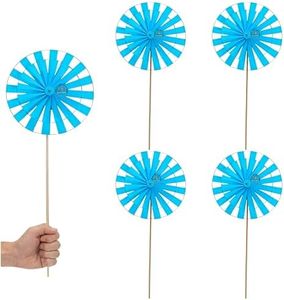 DEN DECORATION Traditional Paper Wind Spinning Pin Wheel Round with Twin Wheels Spinners Firki Spin Wheels (Handmade) (8 Inches Diameter) (Monsoon Blue, Pack of 4 pcs)
