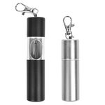 Juliyeh 2 Pcs Portable Ashtray,Smell Proof Mini Travel Ashtray Pocket,Ash Holder for Smokers Outdoor Use,Easily Bringing When Travelling(Black & Silver), 8.5 * 2.5cm, 2f2f