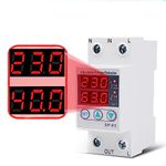 Jadeshay Voltage Protector Single Phase Adjustable Over Voltage Under Voltage Current Protective Device,Intelligent Surge Protector Current Stabilizer Voltmeter 230VAC (40A)