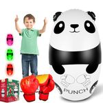 FOYOCER Punching Bag for Kids with Boxing Gloves 120cm Light Up Panda Inflatable Boxing Bag Stress Relief Toy for Kids 3-9 for Boys & Girls BPA-free(3xAAA Batteries Not Included)