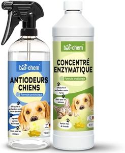 bio-chem - Lot de 2 produits de lutte contre les mauvaises odeurs - Antiodeurs pour chiens 1L – Concentré enzymatique 1L - Desodorisant maison et tissus