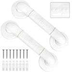 2 Pack Anti-Slip Shower Grab Rail for Elderly - Bathroom Stainless Steel Handrail, Perfect Disability Aid and Equipment for Toilet, Bathroom, Stairs, Kitchen (12 Inch, White)