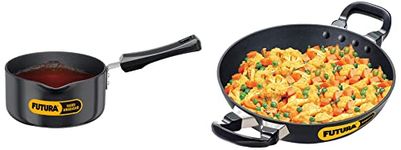 Hawkins Futura Aluminum Non-Stick Deep-Fry Pan, 1.5 Litre, Black & Futura Hard Anodised Sauce Pan, 1.5 litres, Black Combo